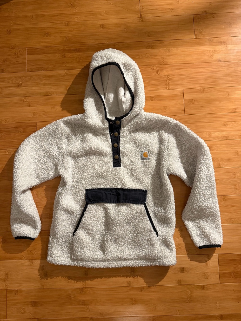 Carhartt Cream Sherpa Pullover Hoodie — Youth L / Fits Women’s XS